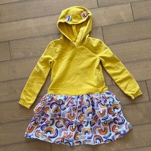 Tucker + Tate Yellow Hoodie Dress with Rainbow Skirt